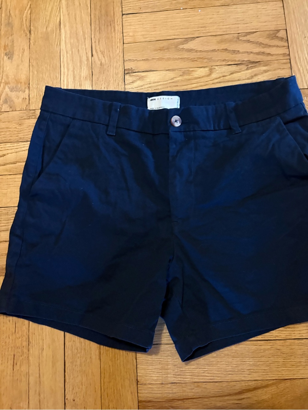 ASOS Navy Flat Front Chino Shorts